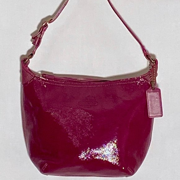 COACH Plum Patent Crinkled Leather Bleecker Hobo Small Y2K Top Handle Bag 41561 - Picture 15 of 16